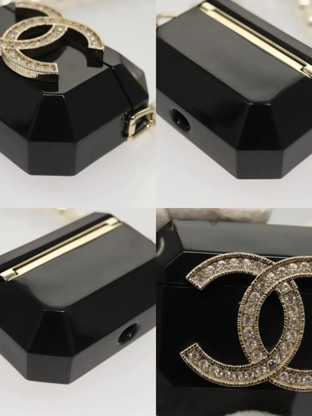 CHANEL Airpods case Shoulder plastic Black CC Auth BA1117SM